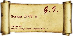 Gonya Irén névjegykártya